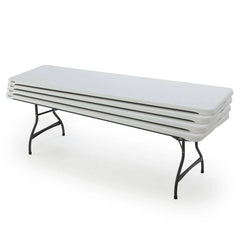 4-Pack Commercial 8-Ft. Folding Tables, Stacking, White