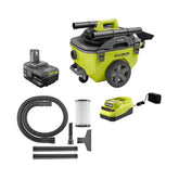 18V Cordless 6-Gallon Wet/Dry Vacuum Kit with 4.0Ah Battery, Charger and Accessories