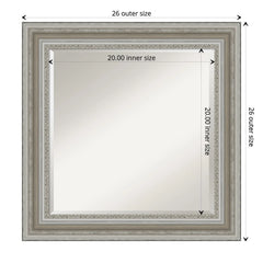 Beveled Bathroom Wall Mirror, Silver Frame Decorative Vanity Mirror for Bathroom, Bedroom and Entryway