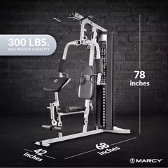 150-Lb. Weight Stack Home Gym with Dual-Function Arm Press and Leg Developer, Black/White